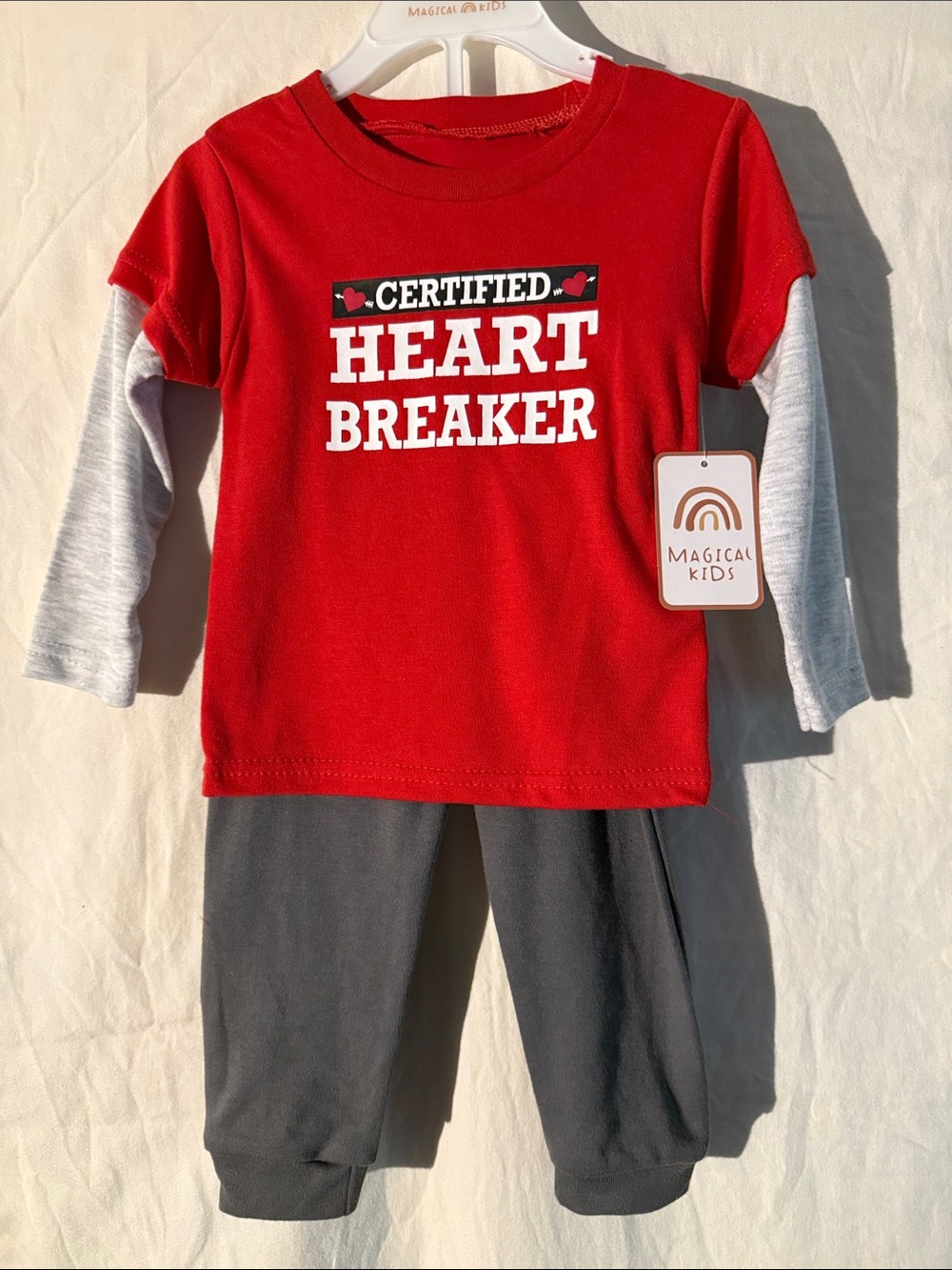 Magical Kids Red "Certified Heartbreaker" 2 piece Set Boys 18 Mos